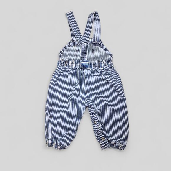 Vintage OshKosh B'Gosh Hickory Stripe 90s Railroad Engineer Overalls 3-6 Months - Picture 4 of 7